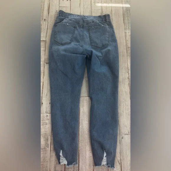 New York & Company Blue Distressed Skinny Jeans - Picture 2 of 4